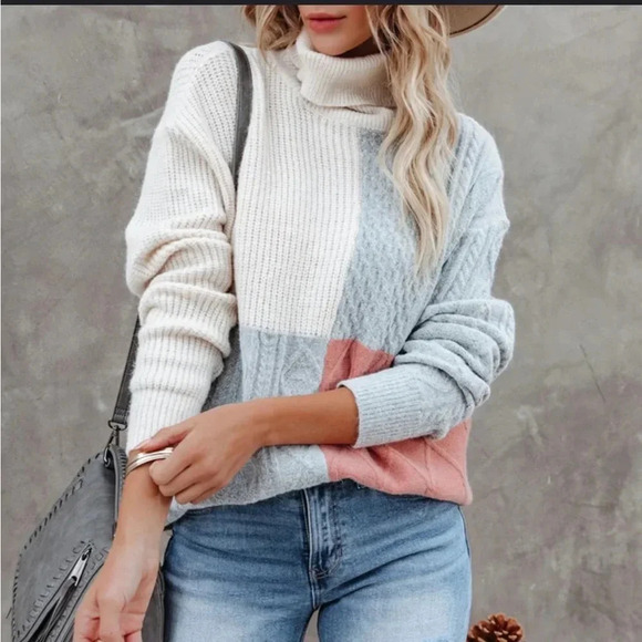 NEW Vici Esme Colorblock Turtleneck Sweater Size Large - Picture 4 of 6